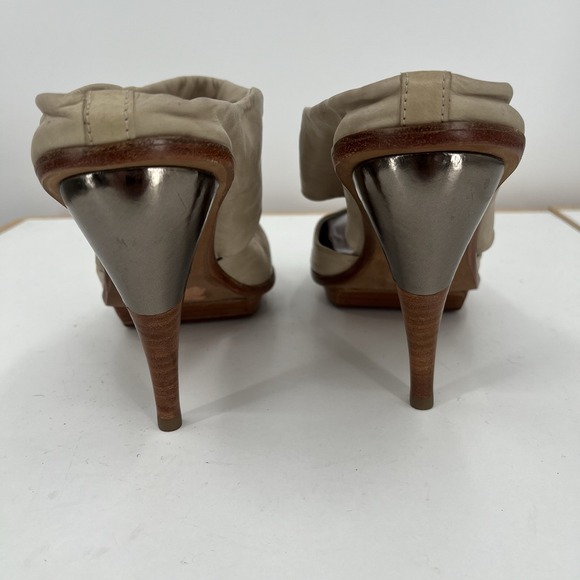 Anthropologie Leifsdottir‎ Jenni Taupe Italian Leather Heels Size 41 EUR 10.5 US - Picture 6 of 13